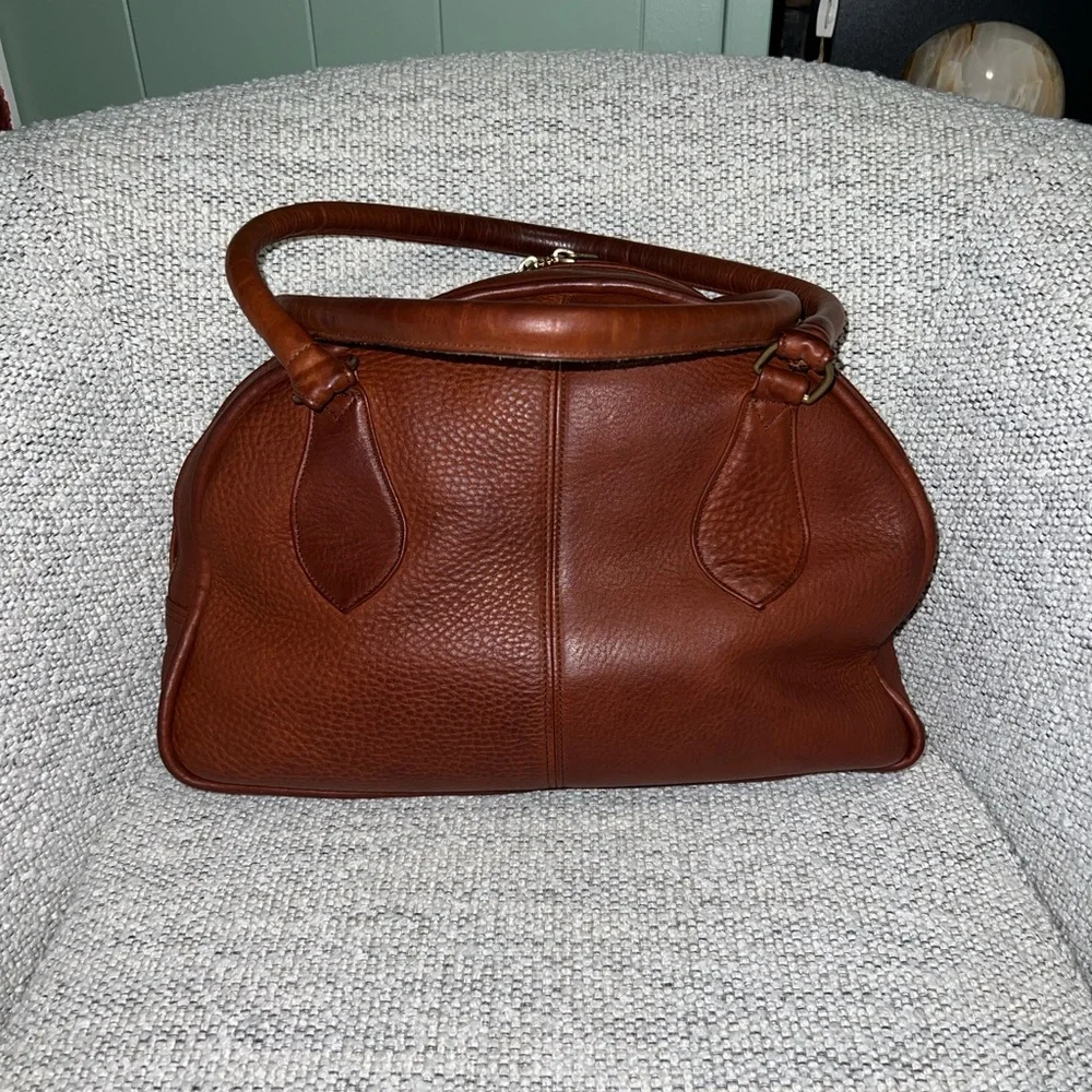 Paublino Delvalle Rich Tobacco Brown Pebbled-Leather Satchel